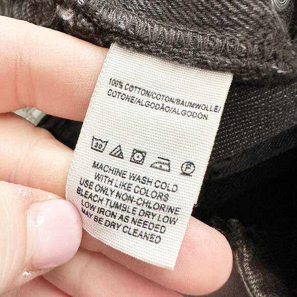 Free People Torn Up Mini Black Mini Denim‎ Skirt Overalls Women's Size 6 - Picture 8 of 11